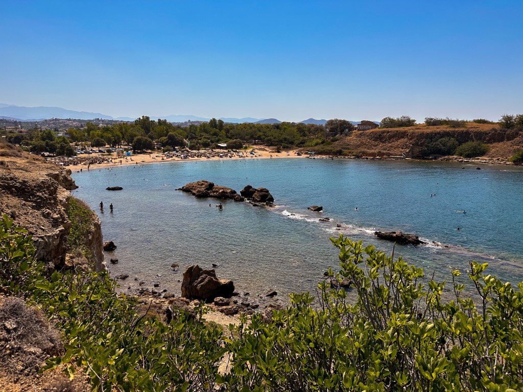 Yannis Strand mit Kleinkind, Kreta